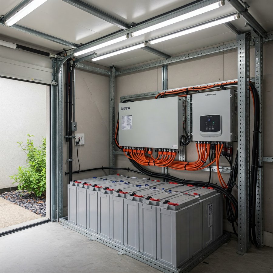 Multiple lead-acid batteries wired in series in a 24V/48V inverter bank — prone to imbalance and equalization issues
